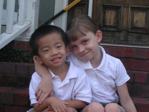 Ian and Anna on the first day of school